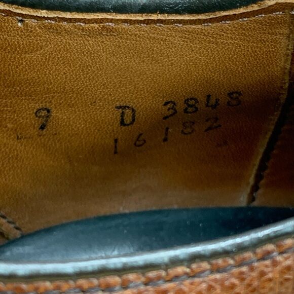 Allen Edmonds McClain Mens Size 9 Shoes Leather Wingtip Brogue Oxfords Brown - Picture 7 of 9